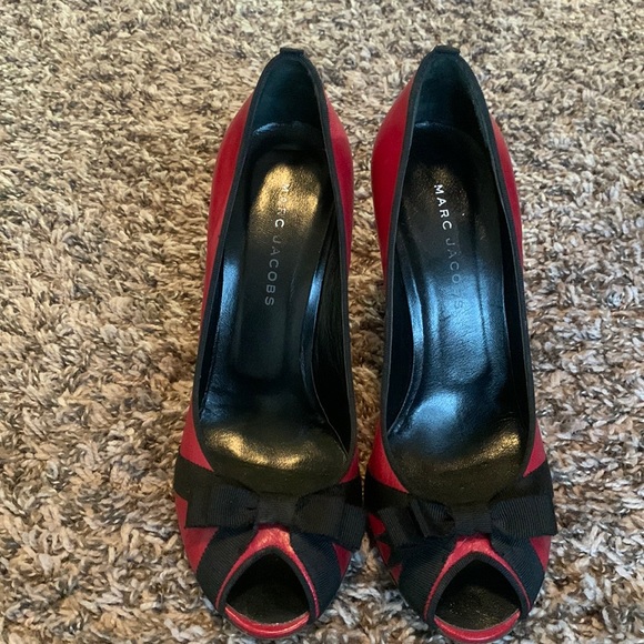 Marc Jacobs Shoes - Marc Jacobs Red High Heel with Bow & Peep Toe